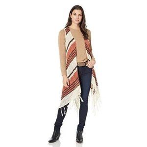ONE WORLD Sleeveless Boho Fall Fringe Cardigan